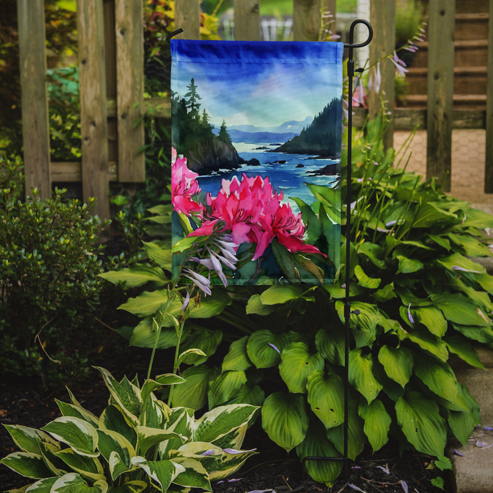 Washington Coast Rhododendrons in Watercolor Garden Flag-1