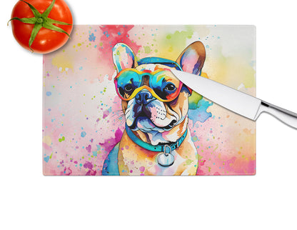 French Bulldog Hippie Dawg Glass Cutting Board-3
