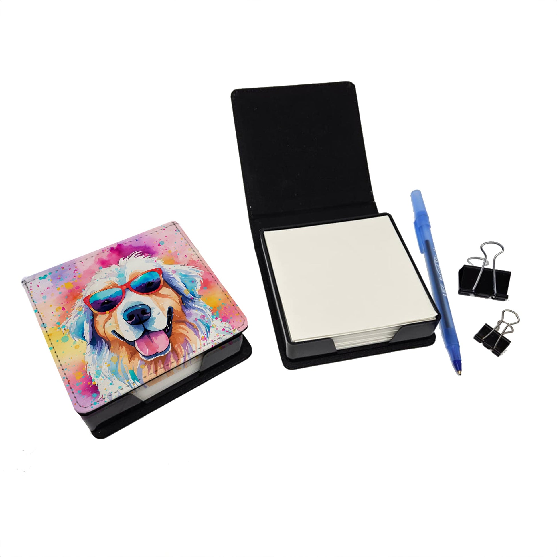 Great Pyrenees Hippie Dawg PU Leather Note Paper Holder-1