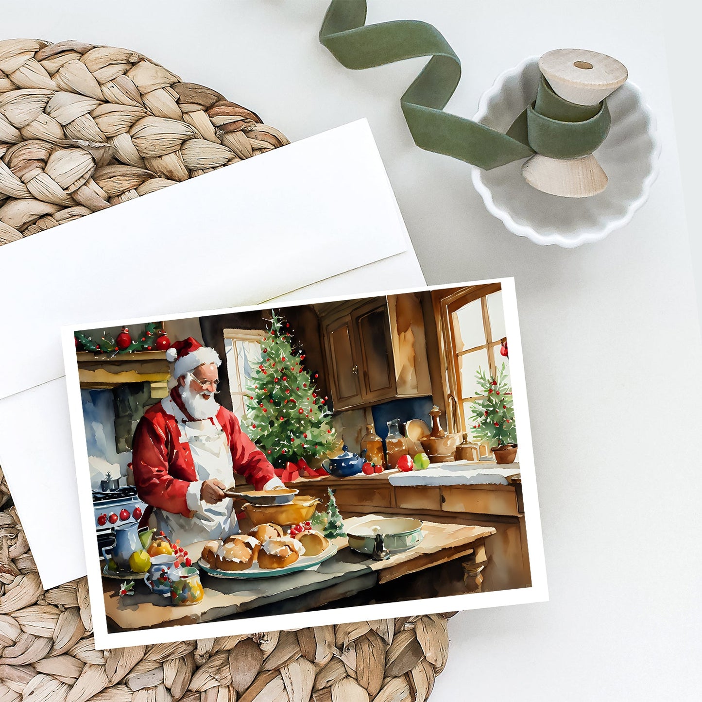 Cookies with Santa Claus Weihnachtsmann Greeting Cards Pack of 8