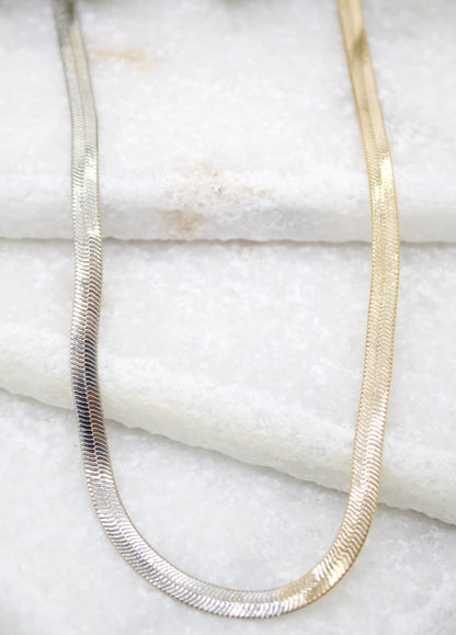 Two Toned 4mm Herringbone Snake Chain (H10)-1