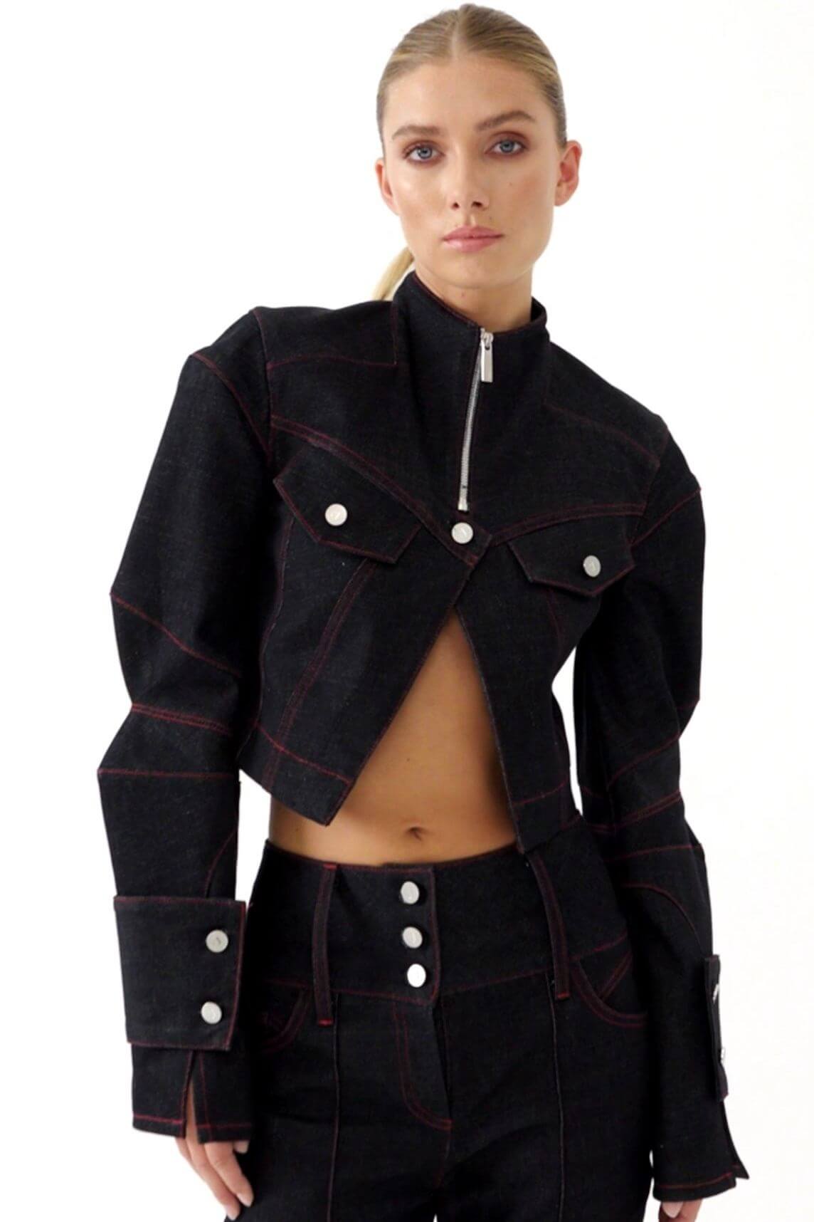 JENDUE Davidson Cropped Denim Jacket - Women's Chic Style-0