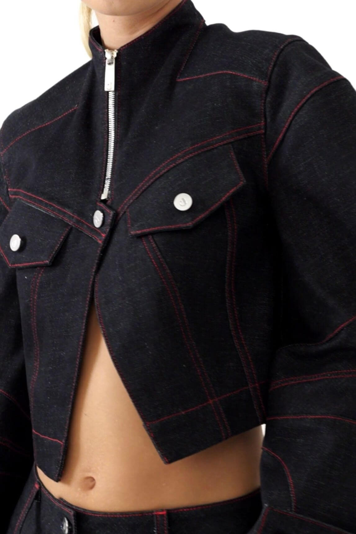 JENDUE Davidson Cropped Denim Jacket - Women's Chic Style-2