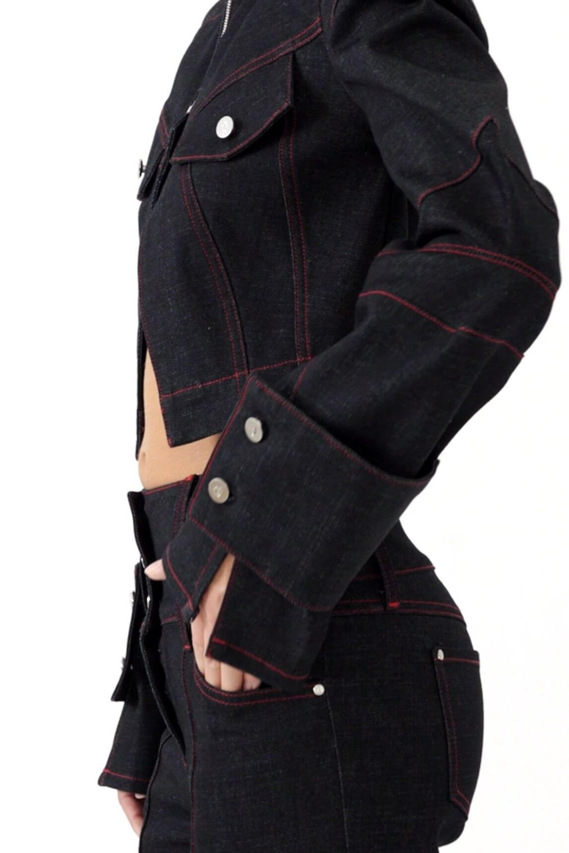 JENDUE Davidson Cropped Denim Jacket - Women's Chic Style-3
