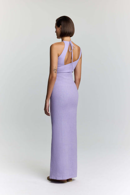 JENDUE Luna Linen Dress — Chic Cut-Out Maxi-2