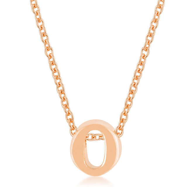 Rose Gold Finish Initial O Pendant-0
