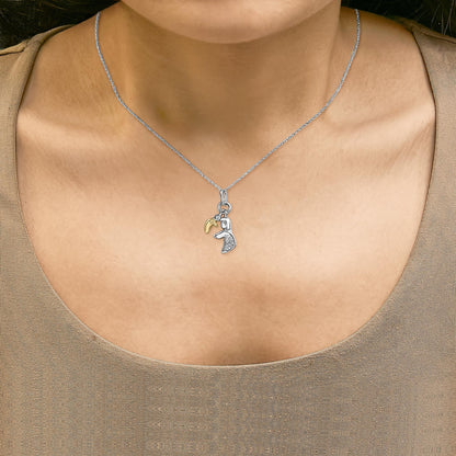 14K Yellow Gold Plated Sterling Silver Diamond Accent Mom and Child Pendant Necklace-2