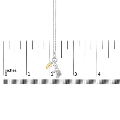 14K Yellow Gold Plated Sterling Silver Diamond Accent Mom and Child Pendant Necklace-4