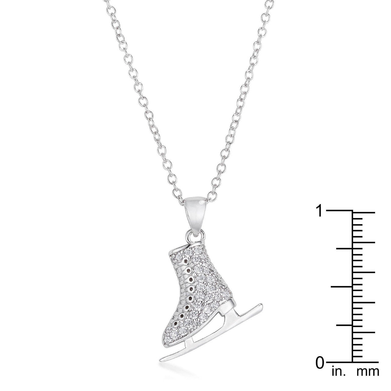 Delicate .4Ct Rhodium Plated Ice Skate Pendant-1