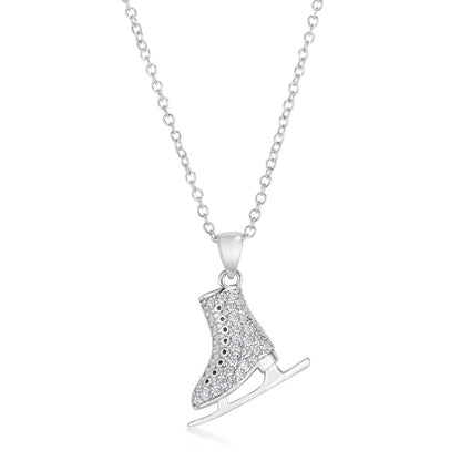 Delicate .4Ct Rhodium Plated Ice Skate Pendant-2