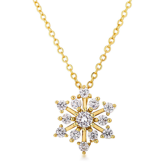Contemporary Gold Plated CZ Snowflake Necklace-0
