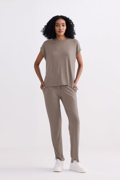 Relaxed Tee Set in Earth Grey-0