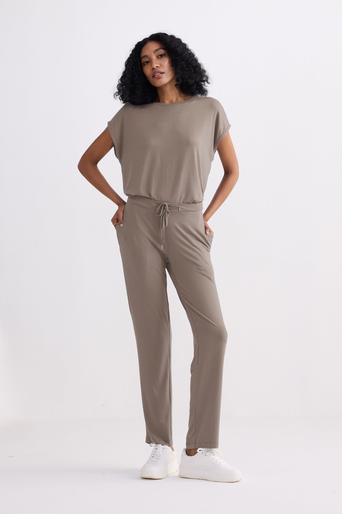 Relaxed Tee Set in Earth Grey-3