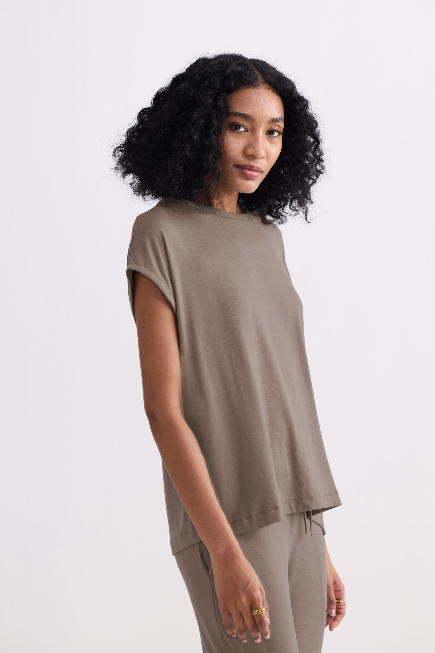 Relaxed Tee Set in Earth Grey-4