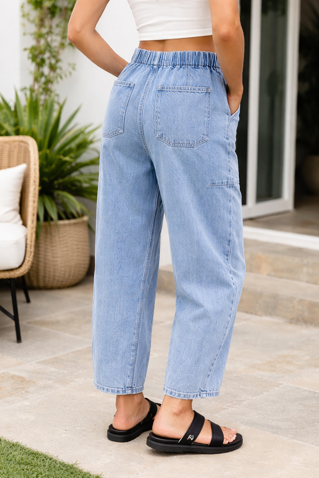 Bella Paperbag Waist Barrel Jeans-2