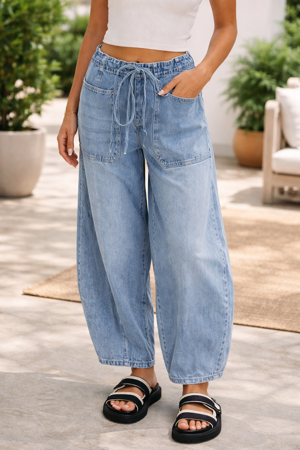 Bella Paperbag Waist Barrel Jeans-3