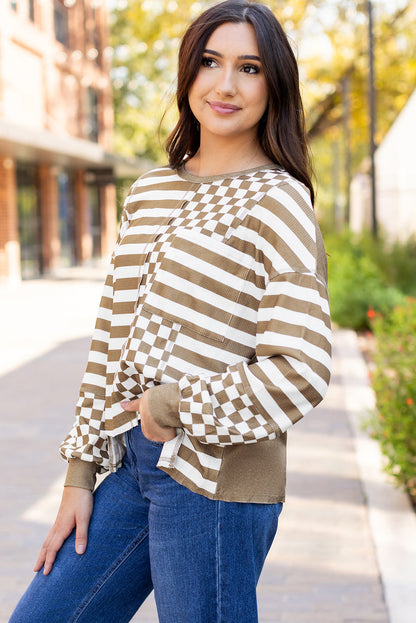 Fatima Patchwork Lantern Sleeve Blouse-4