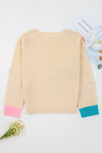 Destiny Colorblock Cuffed Loose Sweater-4