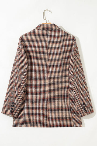 Aria Houndstooth Lapel Collar Blazer-1