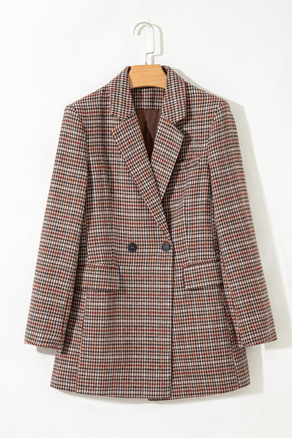 Aria Houndstooth Lapel Collar Blazer-0