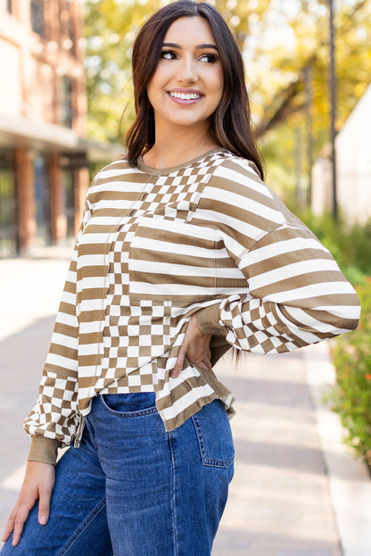Fatima Patchwork Lantern Sleeve Blouse-2