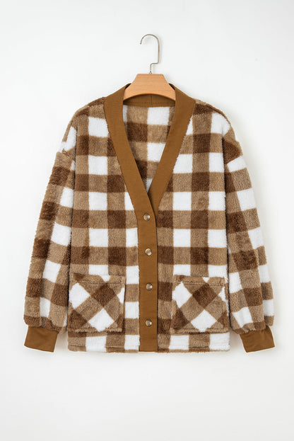 Amora Sherpa Loose Knit Cardigan-0