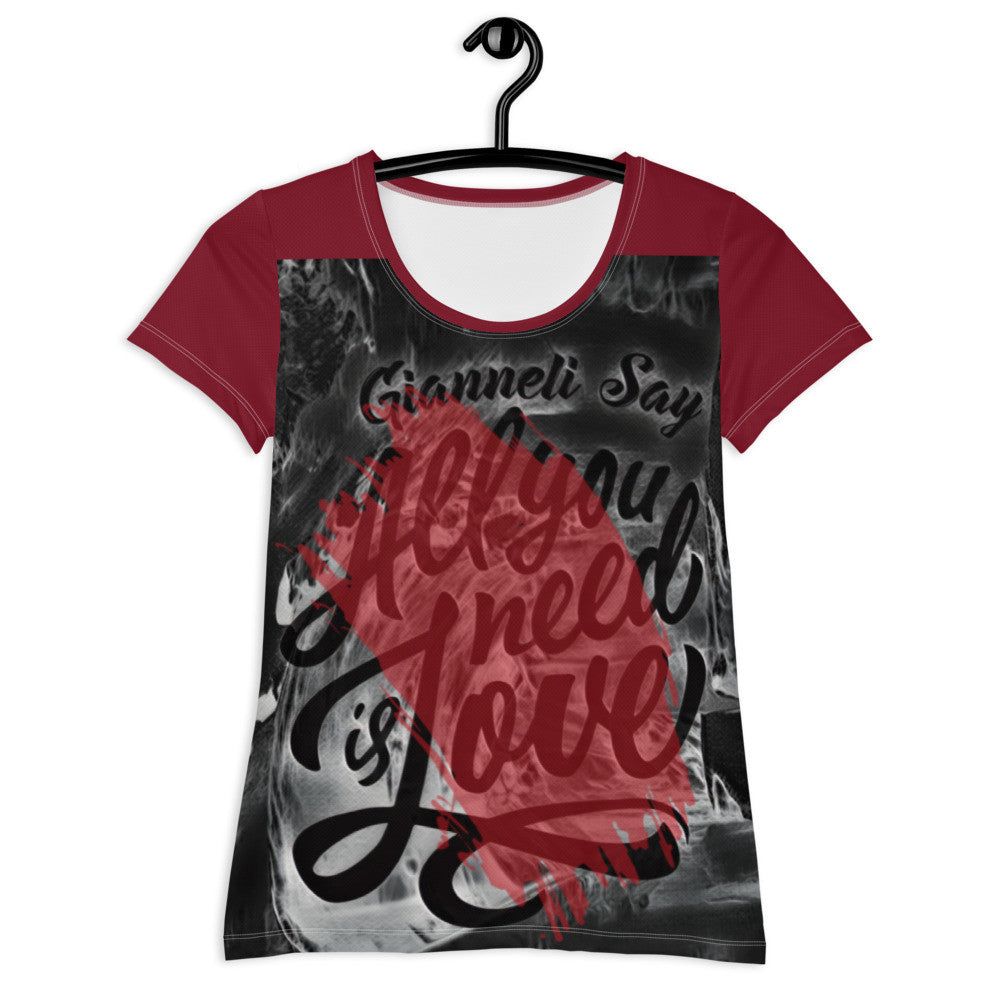 LOVE Women's Athletic T-shirt by Gianneli-0
