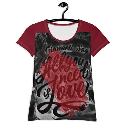 LOVE Women's Athletic T-shirt by Gianneli-0