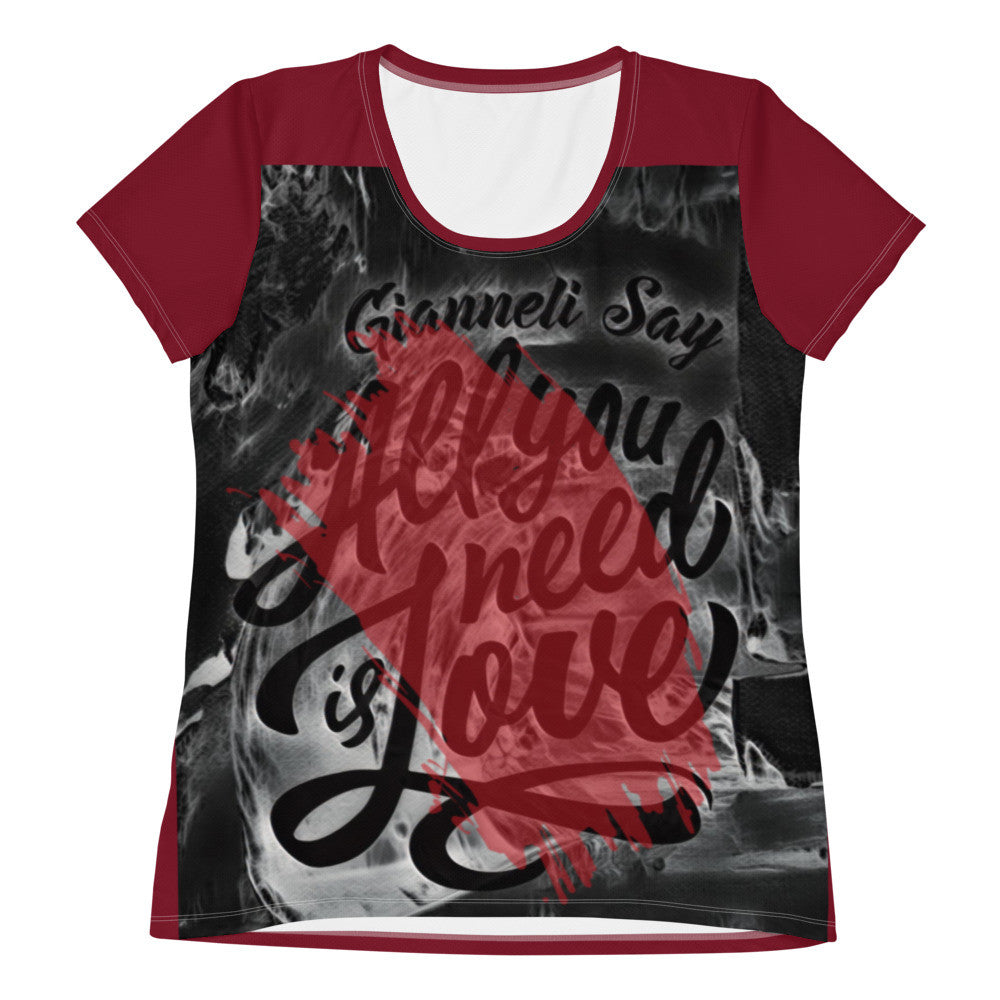 LOVE Women's Athletic T-shirt by Gianneli-2