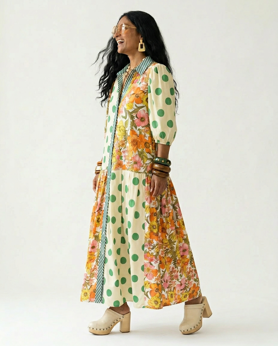 Spirited Printed Loose Maxi Dress-2