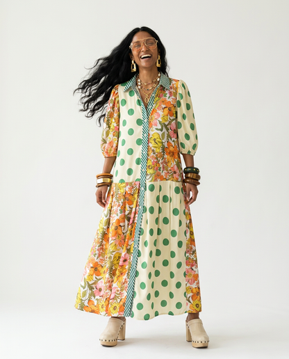 Spirited Printed Loose Maxi Dress-1