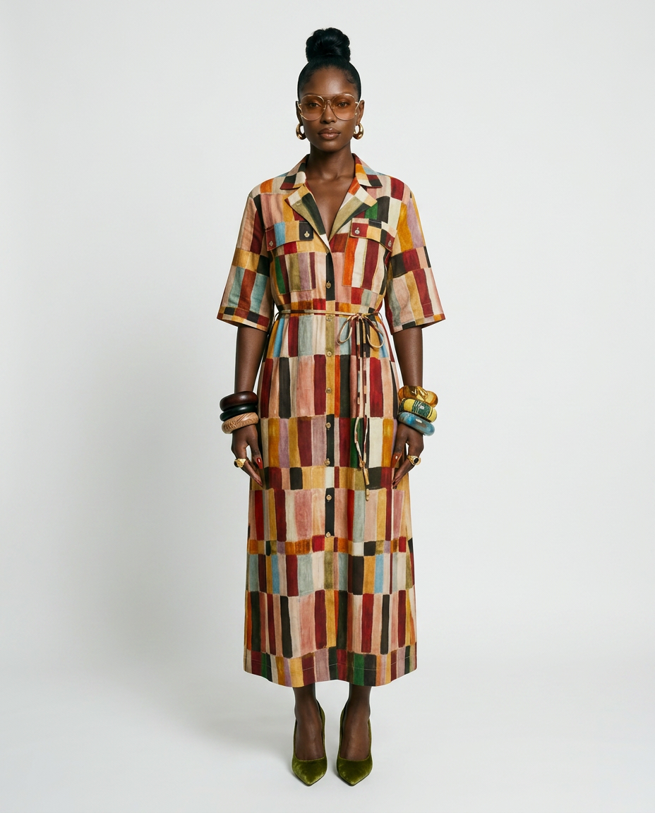 Wanderlust Plaid Linen Maxi Dress-2