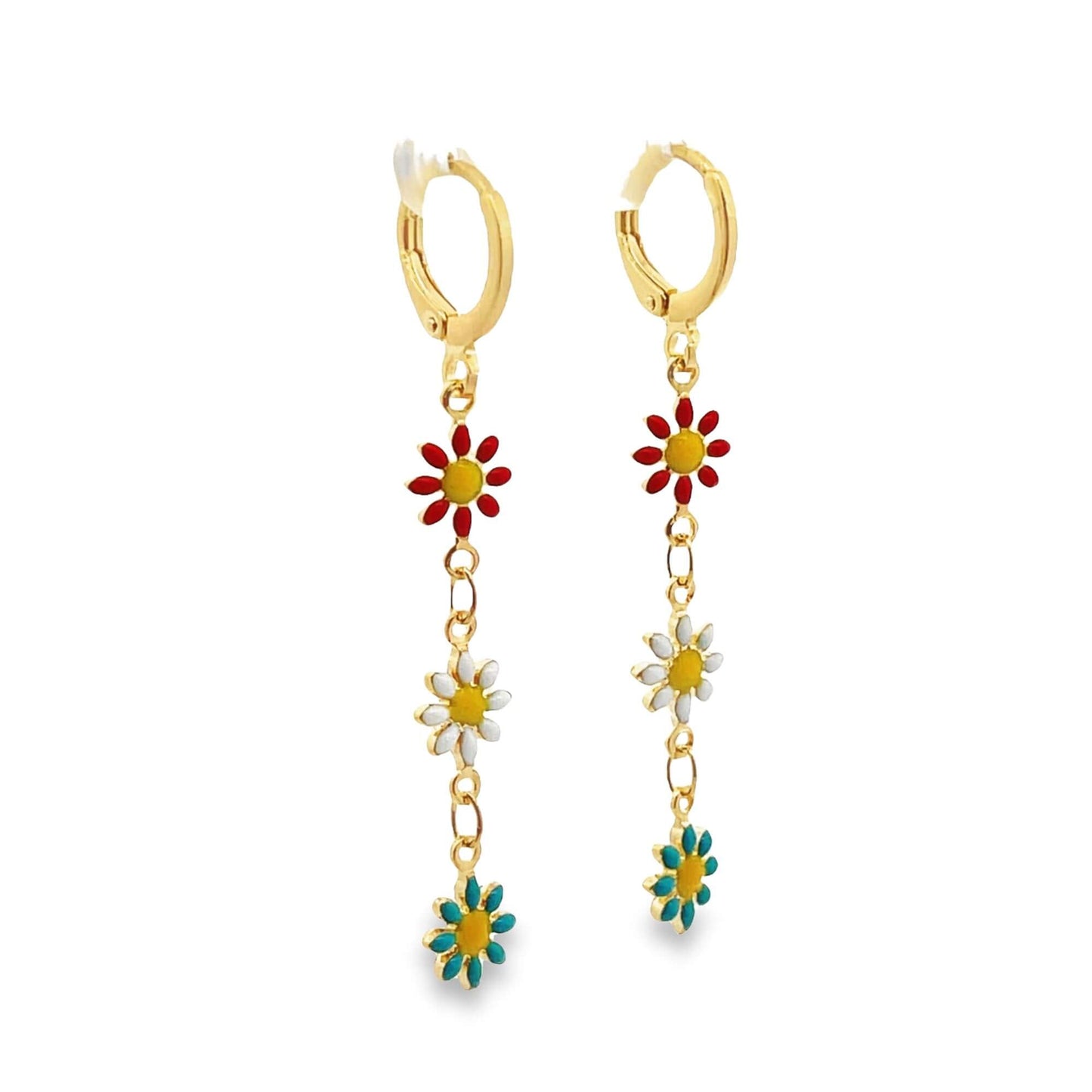 Enamel Multicolored Flower Earrings (H227)(E271)(I586)(L214A)-0