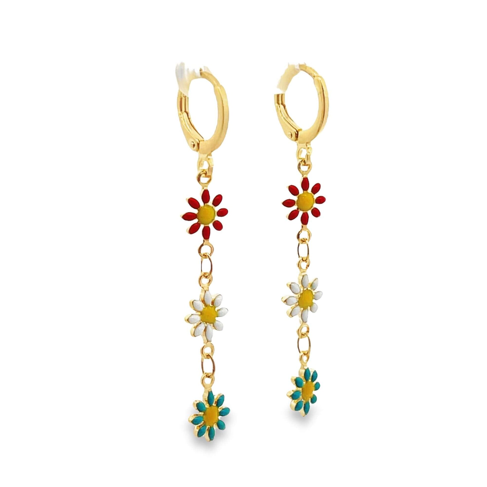 Enamel Multicolored Flower Earrings (H227)(E271)(I586)(L214A)-0
